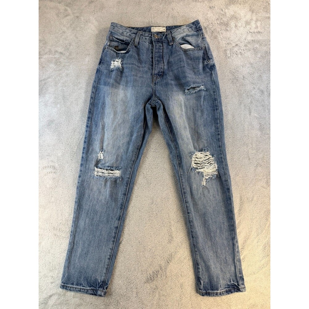 Angel Kiss Jeans Women 11 High Rise Distressed Ankle Denim Blue